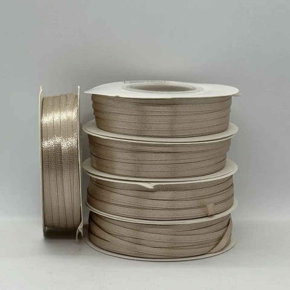 Стрічка атласна 0.3 см (5*100 ярдів), 173 темний бежевий