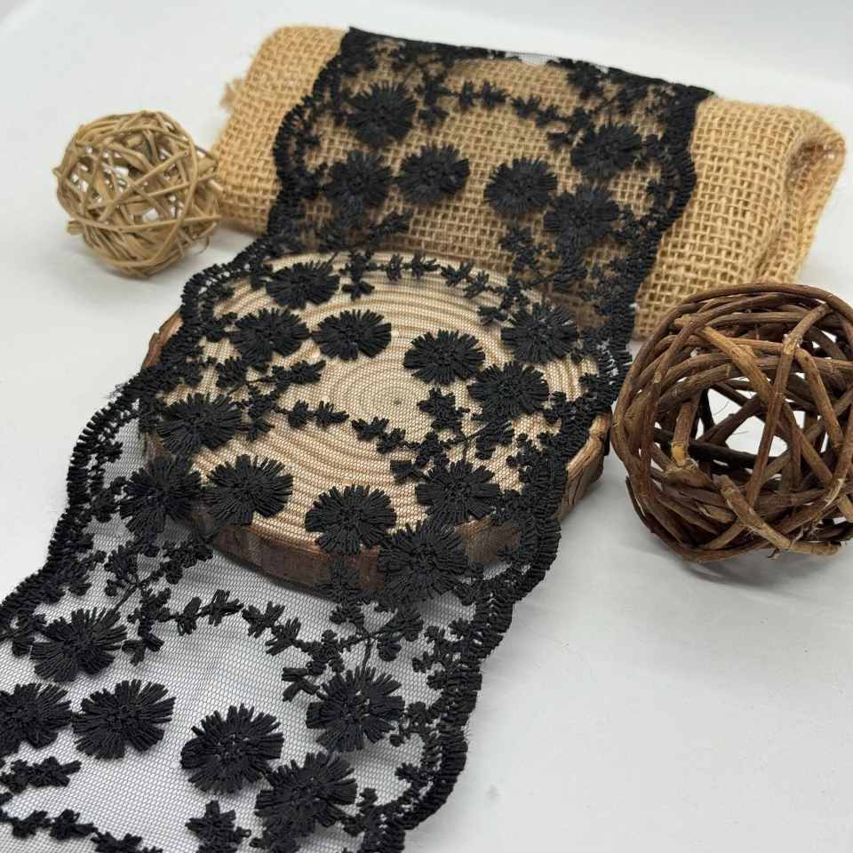 Мереживо органза 9026 11,5 см (30 ярдів/27 м.), чорний