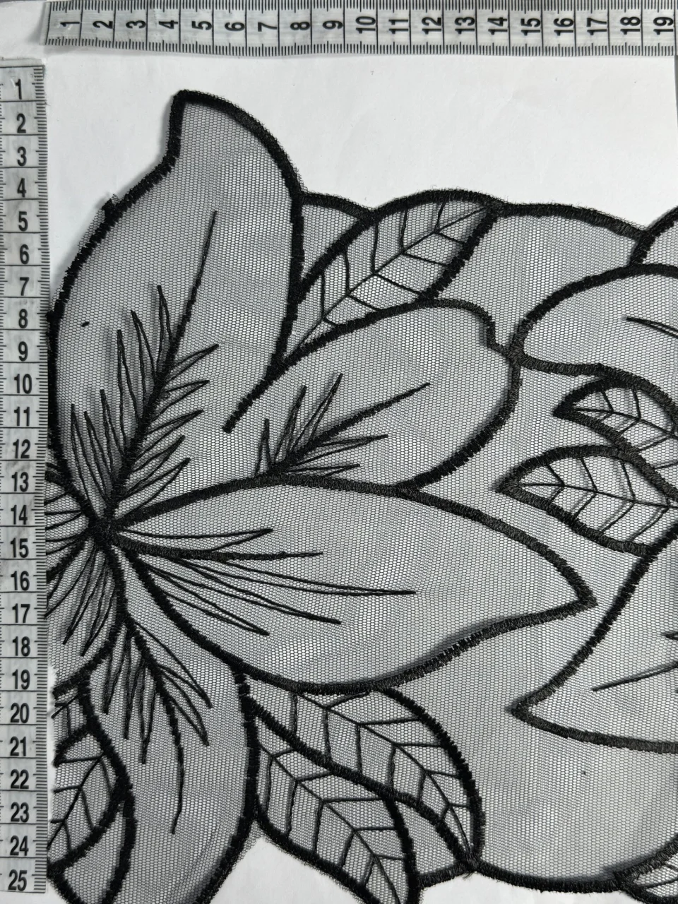 Мереживо органза GD802566 25 см (16 ярдів/14.6 м), чорний