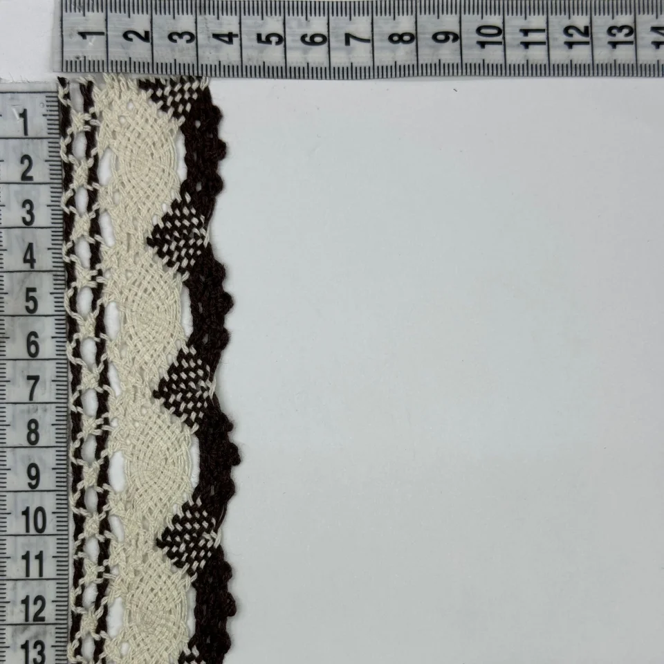 Мереживо макраме 5304 4 см (200 ярдів/182,8 м.), коричневий+бежевий