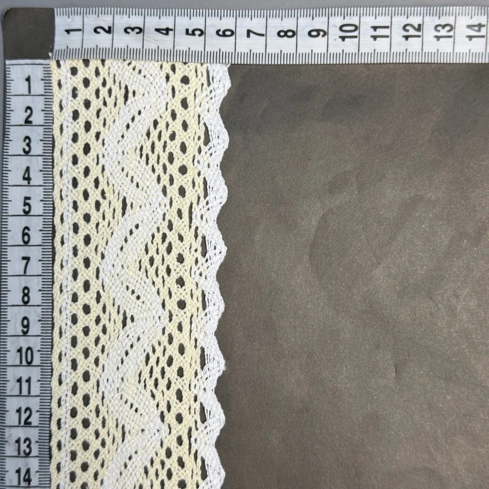 Мереживо макраме А 6037 6 см (100 ярдів/91,4 м.), бежевий+білий