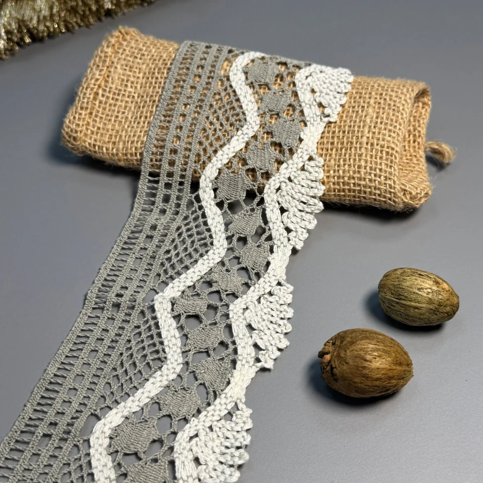 Мереживо макраме 15-2 (100 ярдів/91,4 м.), сірий+бежевий