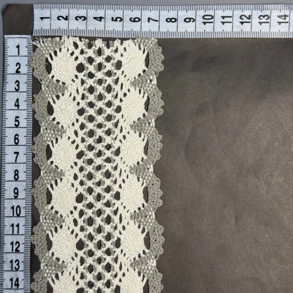 Мереживо макраме 16-1 7.5 см (100 ярдів/91,4 м.), сірий+бежевий