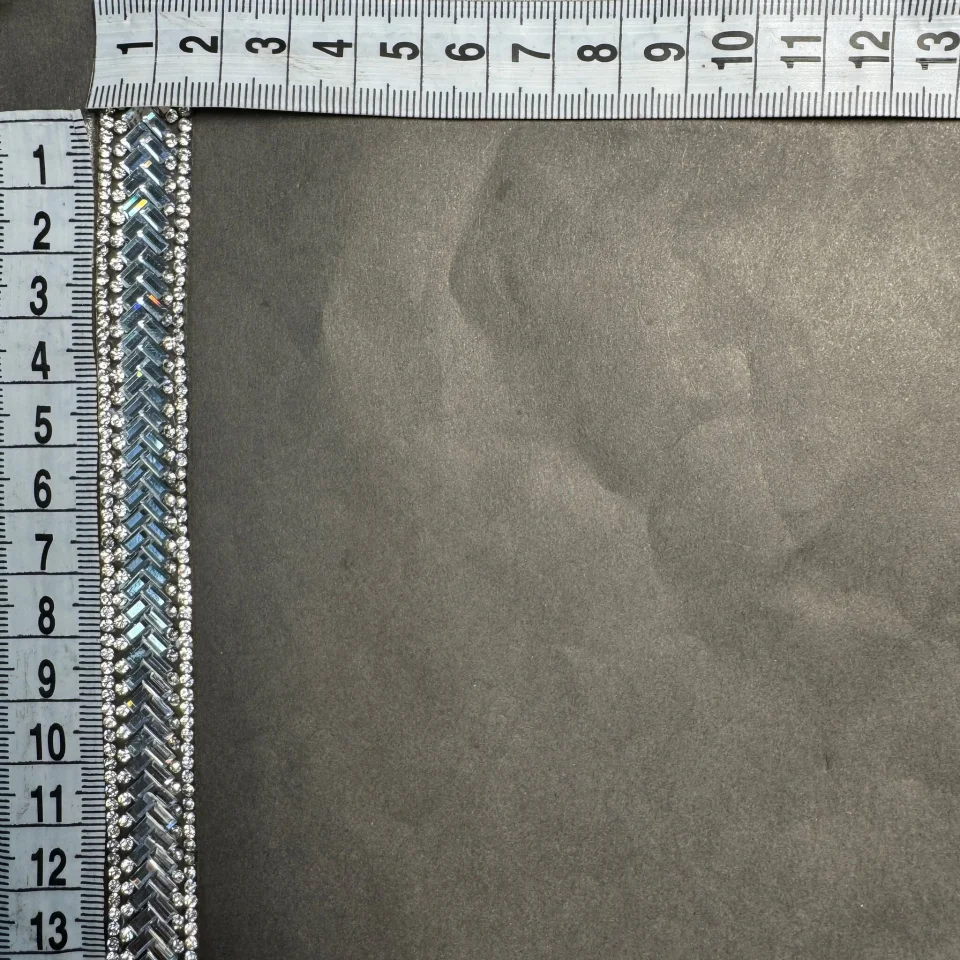 Тасьма клейова з стразами ss6+3*3 (10 метрів), прозорий