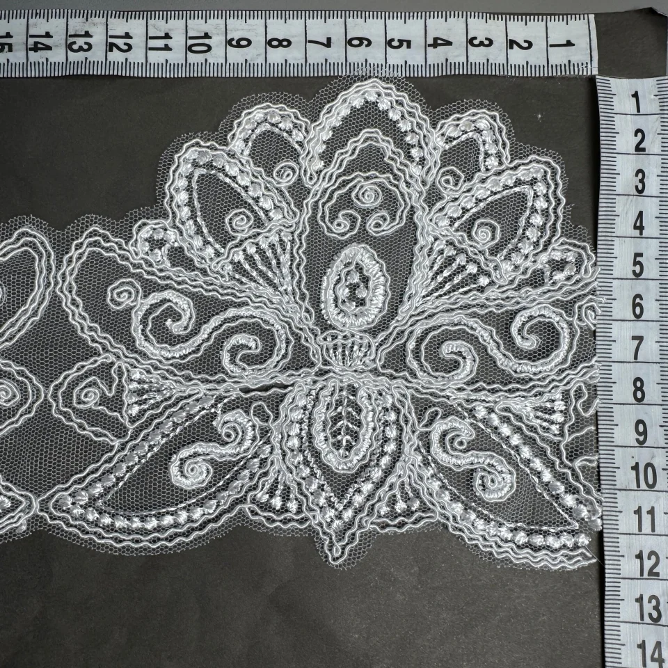 Мережево з кордовую ниткою  Т600006 12 см.(16 ярдів/14.6 м.), білий