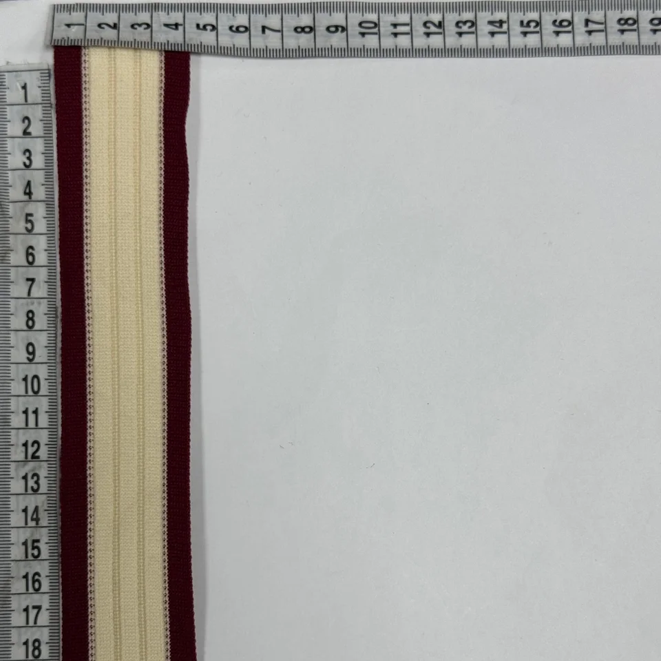 Лампас трикотажний D#4 4 см (50 м), C:4 молочний+бордовий