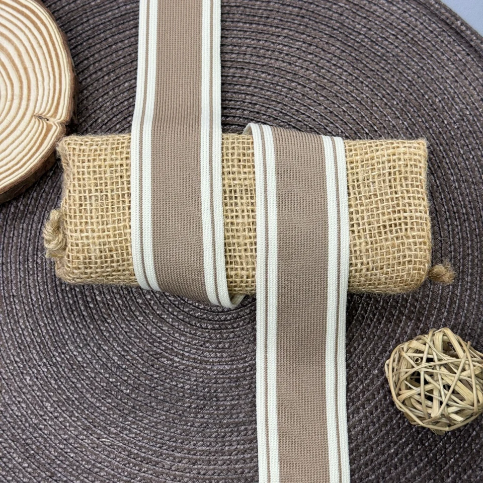 Лампас трикотажний D#5-1 4 см (50 м), C:1 світло бежевий