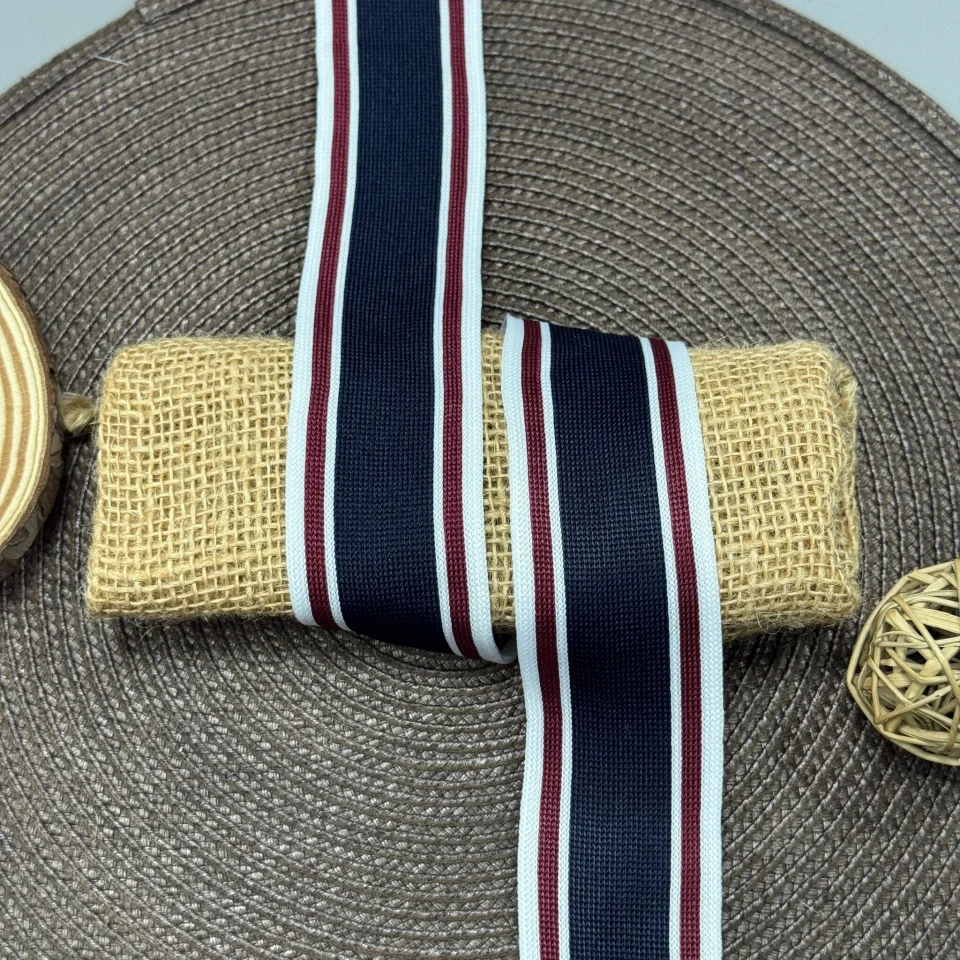 Лампас трикотажний D#8 4 см (50 м), синій+червоний