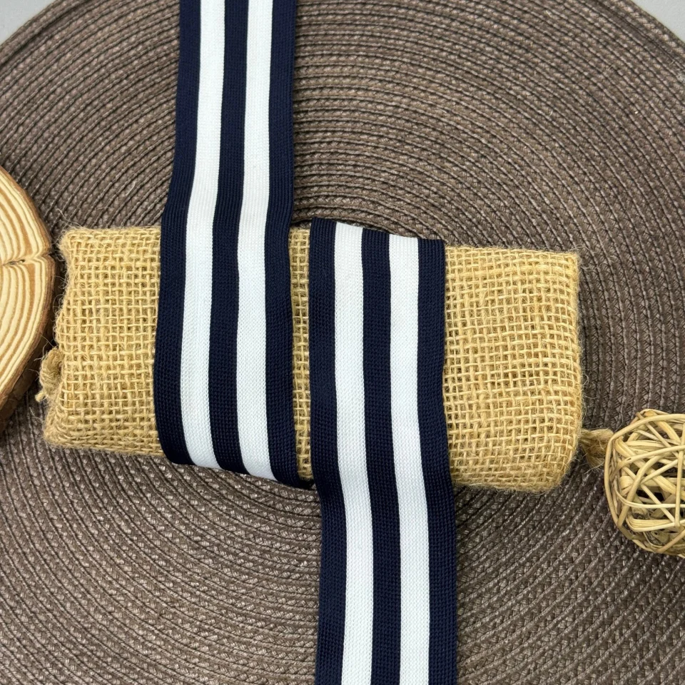 Лампас трикотажний D#8 4 см (50 м), білий+синій