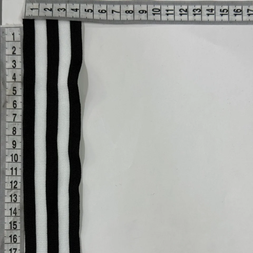 Лампас трикотажний D#8 4 см (50 м), чорний+білий 5