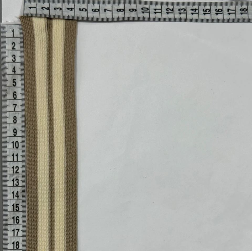 Лампас трикотажний 4 см (40 м), бежевий+білий