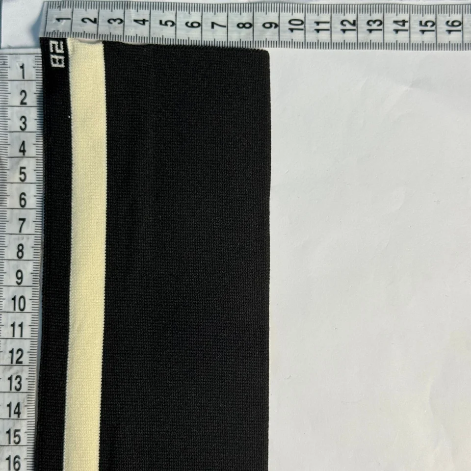 Пояс трикотажний довяз D#4 спорт (8.5см*90 см), чорний+молочний