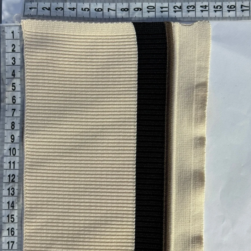 Пояс трикотажний довяз D#5 (13 см*90 см) , молочний+чорний