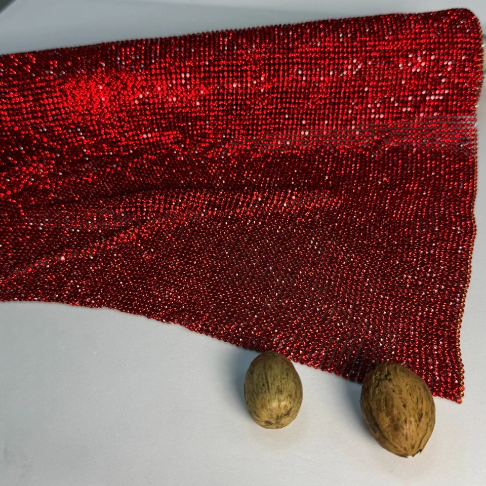 Стрази полотно пришив (36*120 см), червоний RED