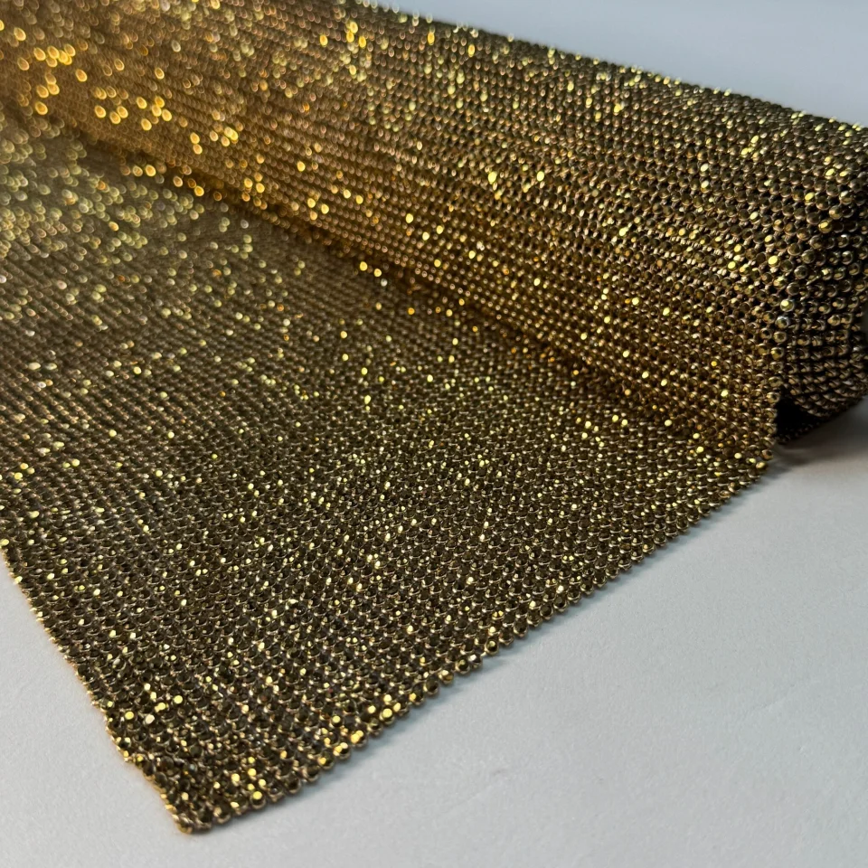 Стрази полотно пришив (36*120 см), бронза+золото LIGHT GOLD+LIGHT YELLOW