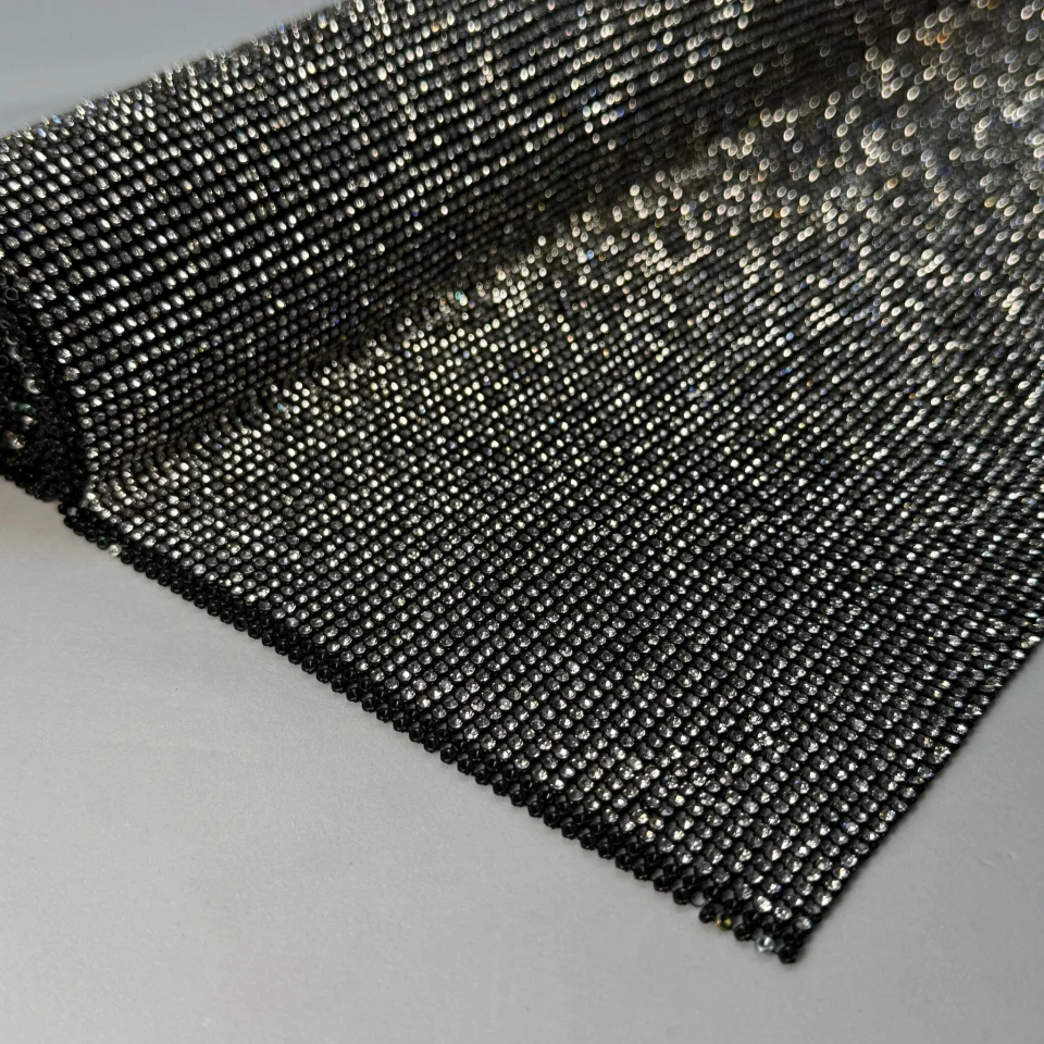 Стрази полотно пришив (36*120 см), чорний+білий BLACK+WHITE