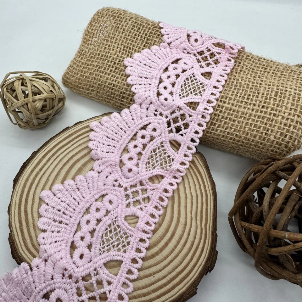 Мереживо поліестер 9049 6 см.(15 ярдів/13.5 м.), рожевий