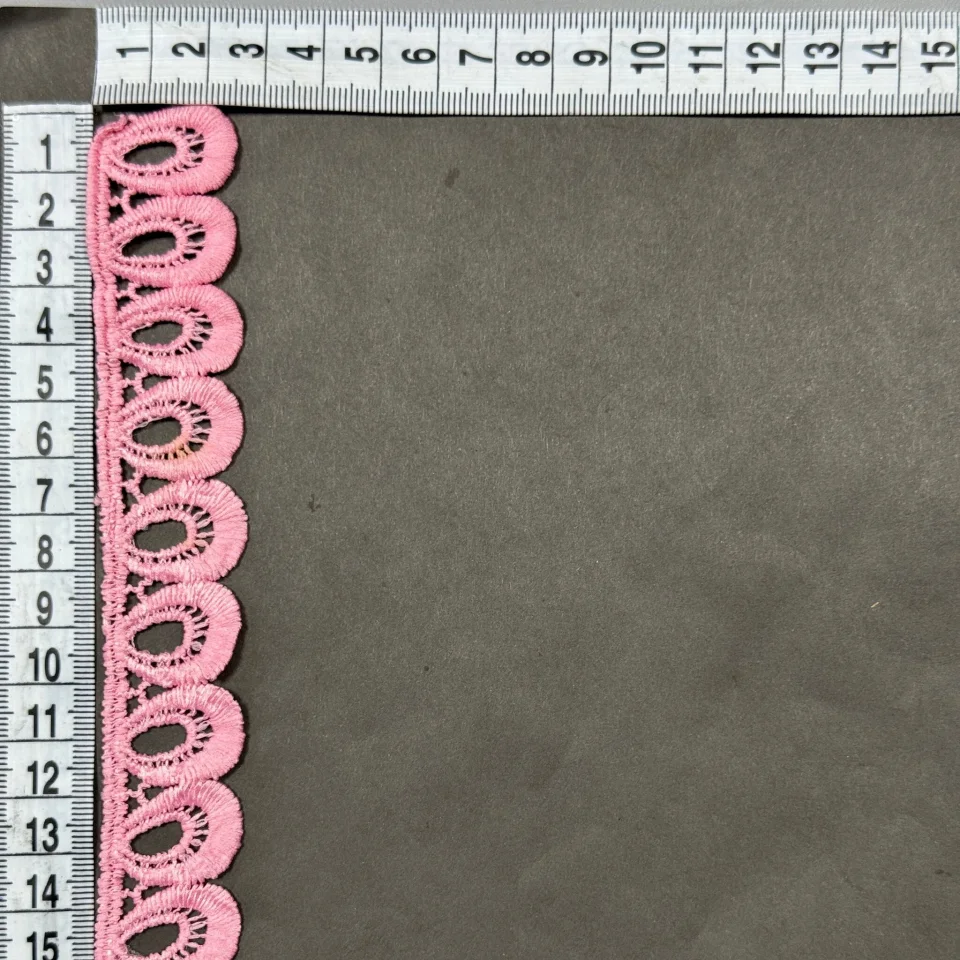 Мереживо поліестер 8860 2,5 см. (15 ярдів/13.5 м.), темно рожевий