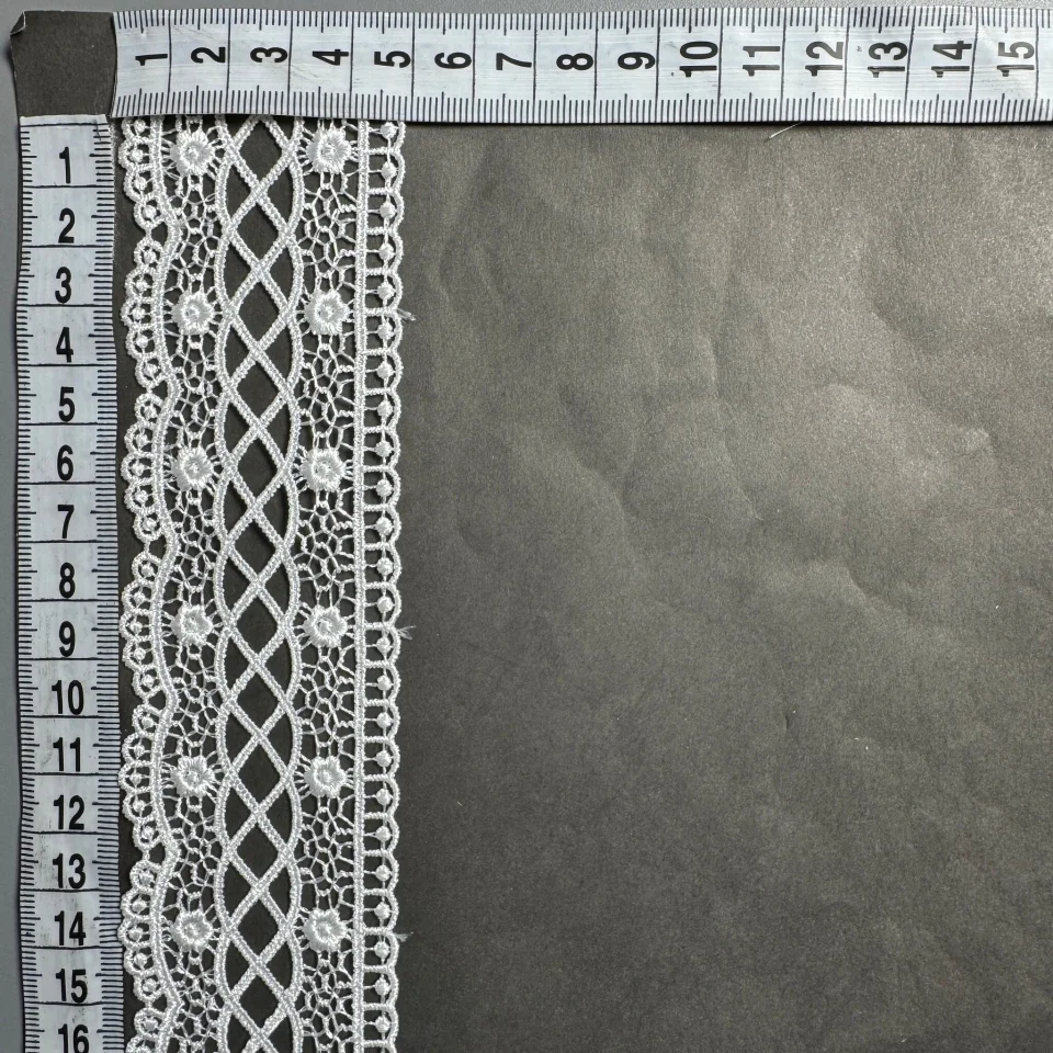 Мереживо поліестер ВВ100375 5 см.(15 ярдів/13.5 м.), теплий білий