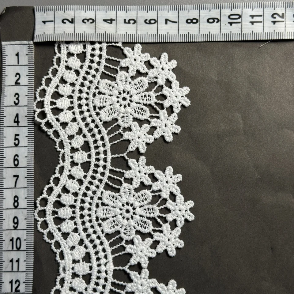 Мереживо поліестер ВВ202047 8 см.(15 ярдів/13.5 м.), теплий білий