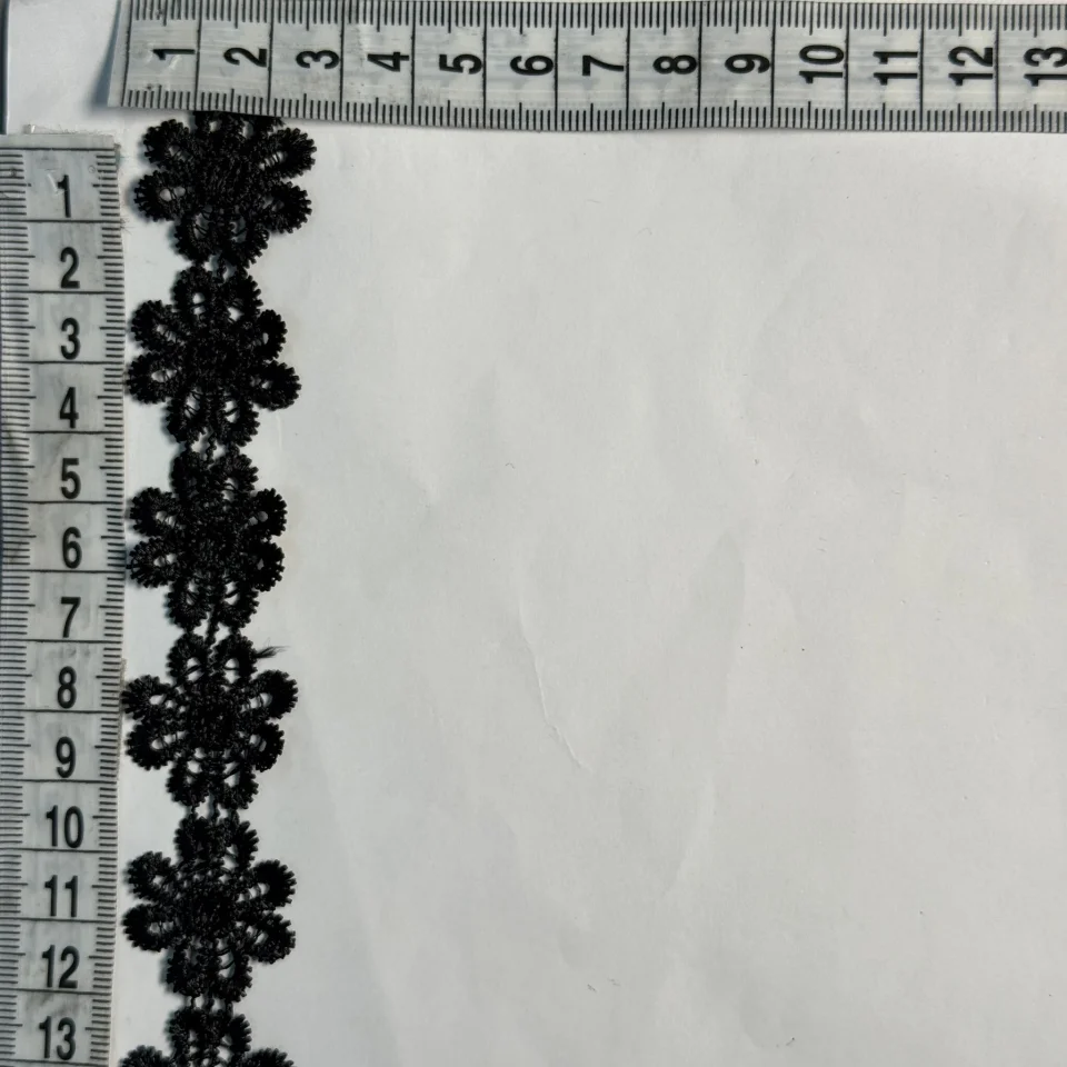 Мереживо поліестер ВВ102551а 2,5 см(30 ярдів/27.3 м.), 39 чорний