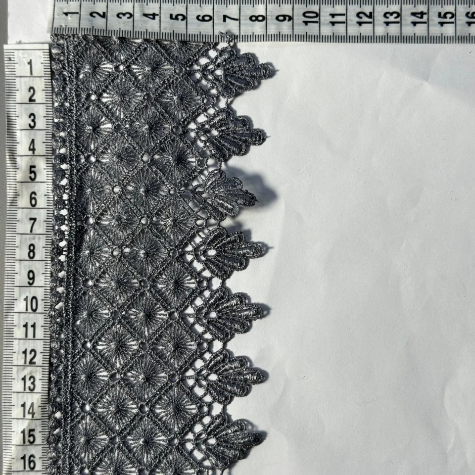 Мереживо поліестер 184 9 см. 9 см.(19-19.5 метрів), сірий (19 метрів)