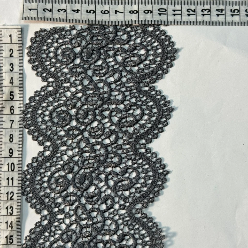 Мереживо поліестер 37 11 см.(20-22 метрів), темний сірий (20 метрів)