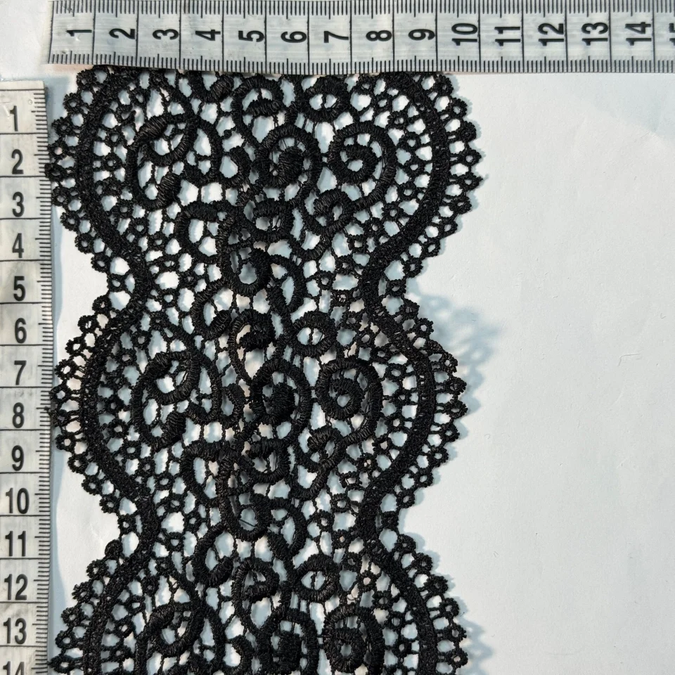 Мереживо поліестер 37 11 см.(20-22 метрів), чорний (22 метрів)