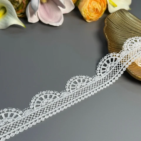 Мереживо поліестер ВВ202169 4,5 см.(15 ярдів/13.5 м.), теплий білий