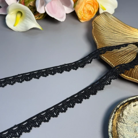 Мереживо поліестер ВВ104357 2 см.(30 ярдів/27.3 м.), чорний