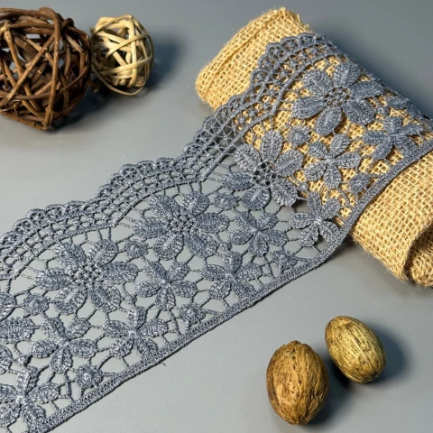 Мереживо поліестер 147 10 см.(19.8-20 метрів), сірий (19.8 метрів)