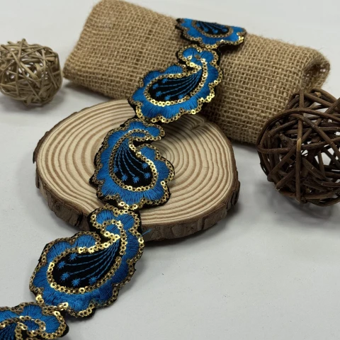 Тасьма клейова люрекс 7107 (4.8 м), блакитний