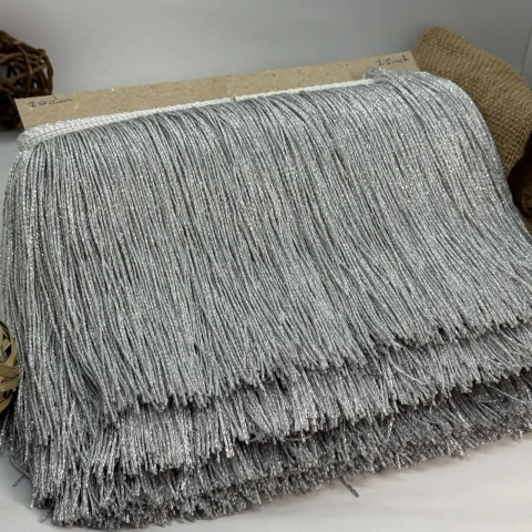 Бахрома танцевальная лапша люрекс 20 см (25 м.), серебро