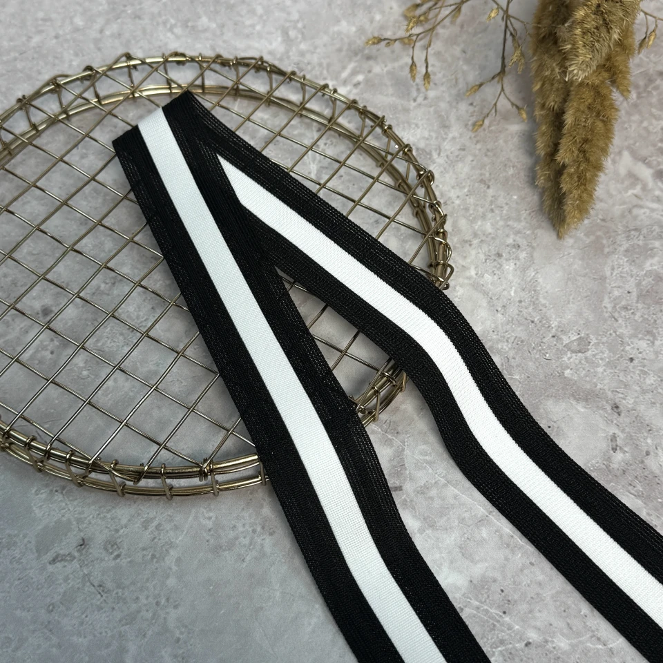 Лампас трикотажный 4 см "Urban Edge" (50 м), чёрный+белый