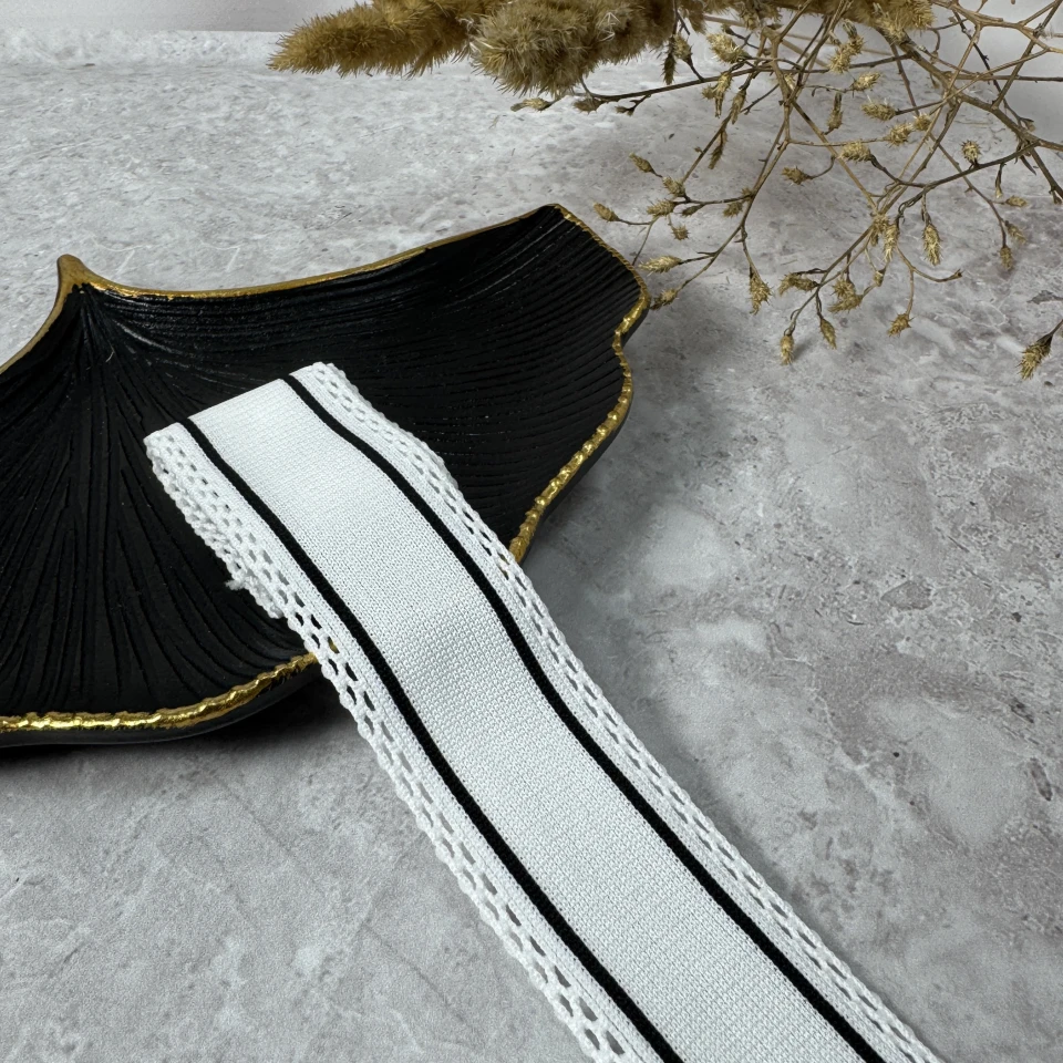 Лампас трикотажный 4 см «двойной акцент»(50 м), ``` белый ```