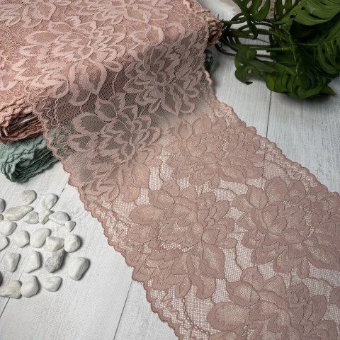 Мереживо стрейч (1113) 21,5 см (25 м.), персиковий