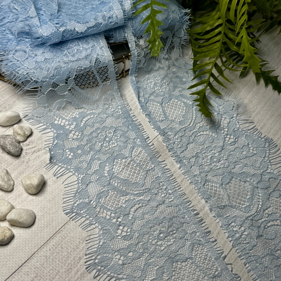 Мереживо французьке J73174  10 см. (20*3 м.), блакитний