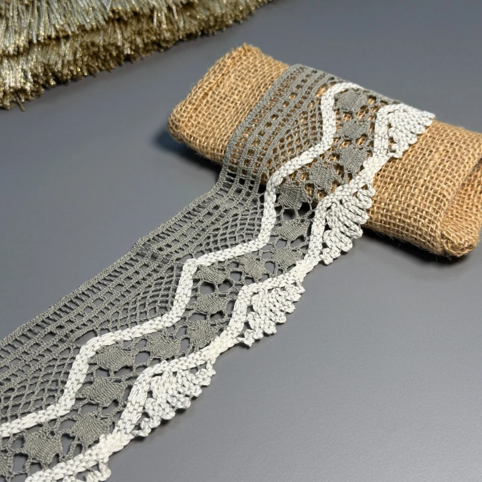 Мереживо макраме 15-2 (100 ярдів/91,4 м.), сірий+бежевий