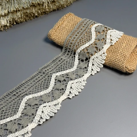 Мереживо макраме 15-2 (100 ярдів/91,4 м.), сірий+бежевий