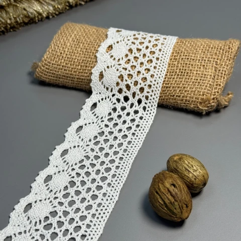 Мереживо макраме 8577 6 см (100 ярдів/91,4 м.), білий