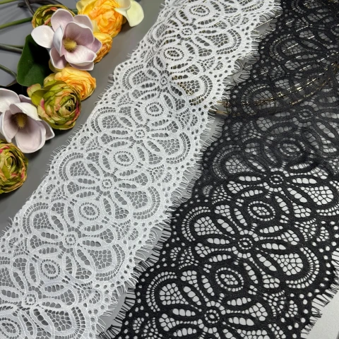 Мереживо французьке J73089 20 см. (10*3 м.), теплий білий