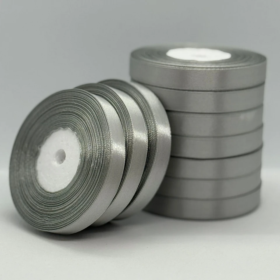 Стрічка атласна 1.2 см (10*36 ярдів), 179 сірий