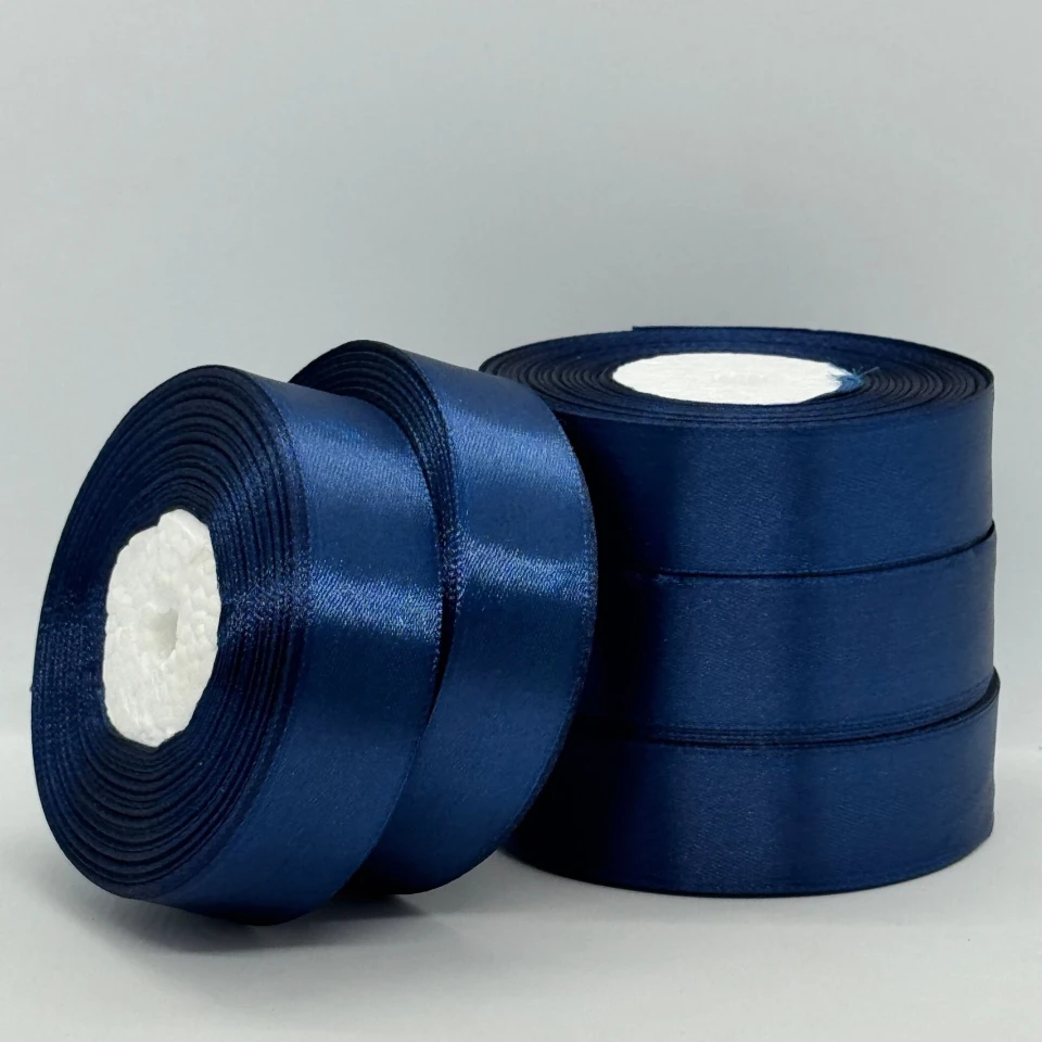 Стрічка атласна 2.5 см (5*36 ярдів), 38 темний синій