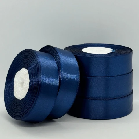 Стрічка атласна 2.5 см (5*36 ярдів), 38 темний синій