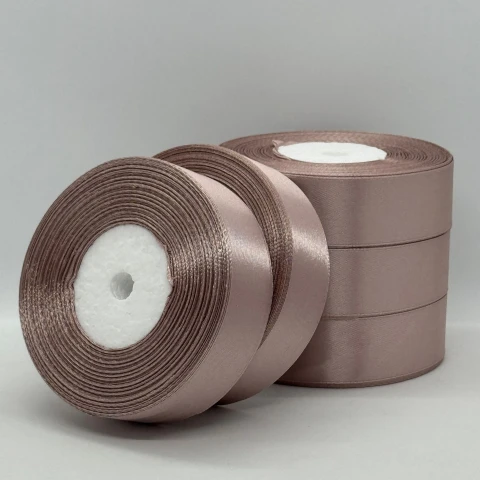 Стрічка атласна 2.5 см (5*36 ярдів), 92 кава з молоком