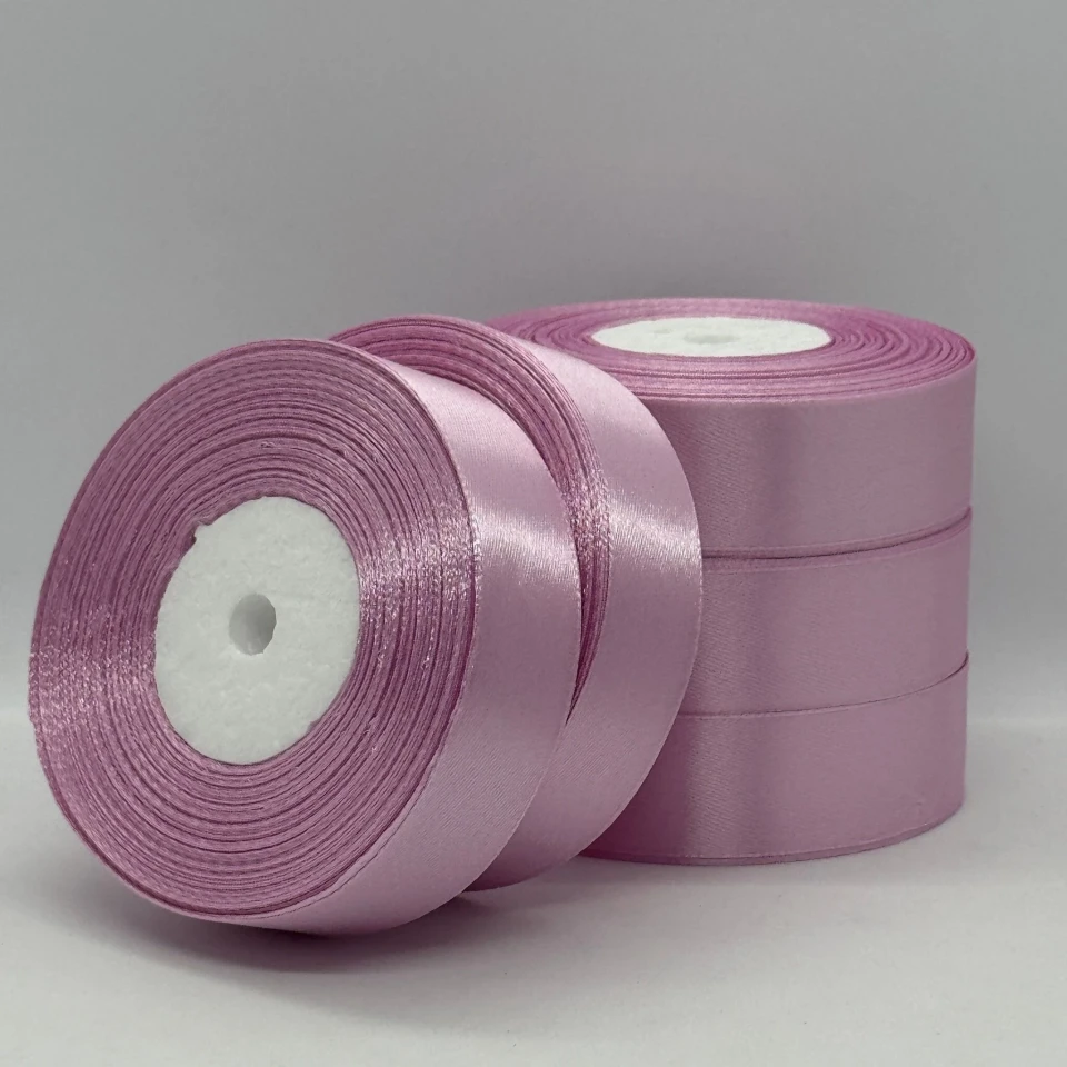 Стрічка атласна 2.5 см (5*36 ярдів), 175 теплий рожевий