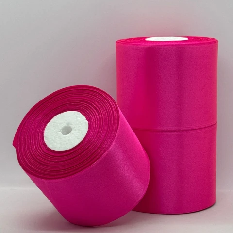 Стрічка атласна 7.5 см (3*36 ярдів), 190 рожевий