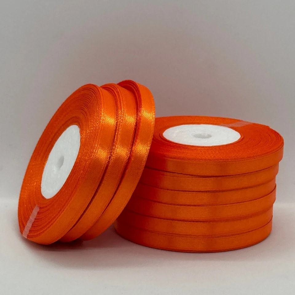 Стрічка атласна 0.6 см (10*36 ярдів), 144 сигнально-помаранчевий