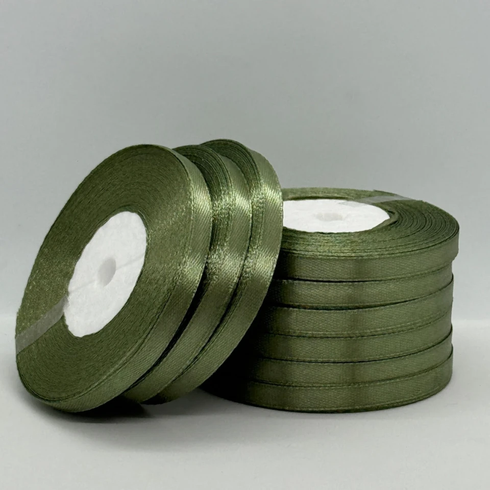 Стрічка атласна 0.6 см (10*36 ярдів), 183 хакі