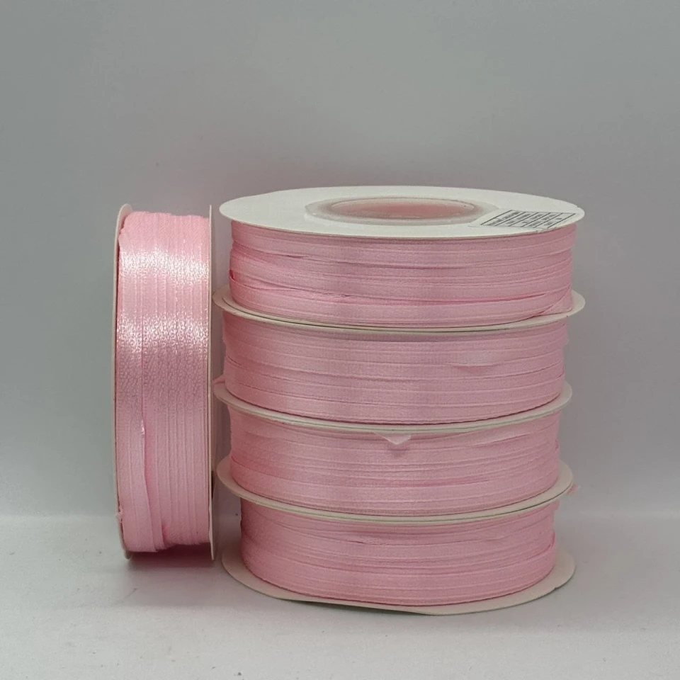 Стрічка атласна 0.3 см (5*100 ярдів), 04 рожевий